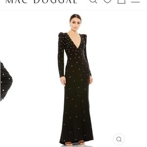 New Mac Duggal size 4 black sequin and rhinestone gown a couple flaws see pics
